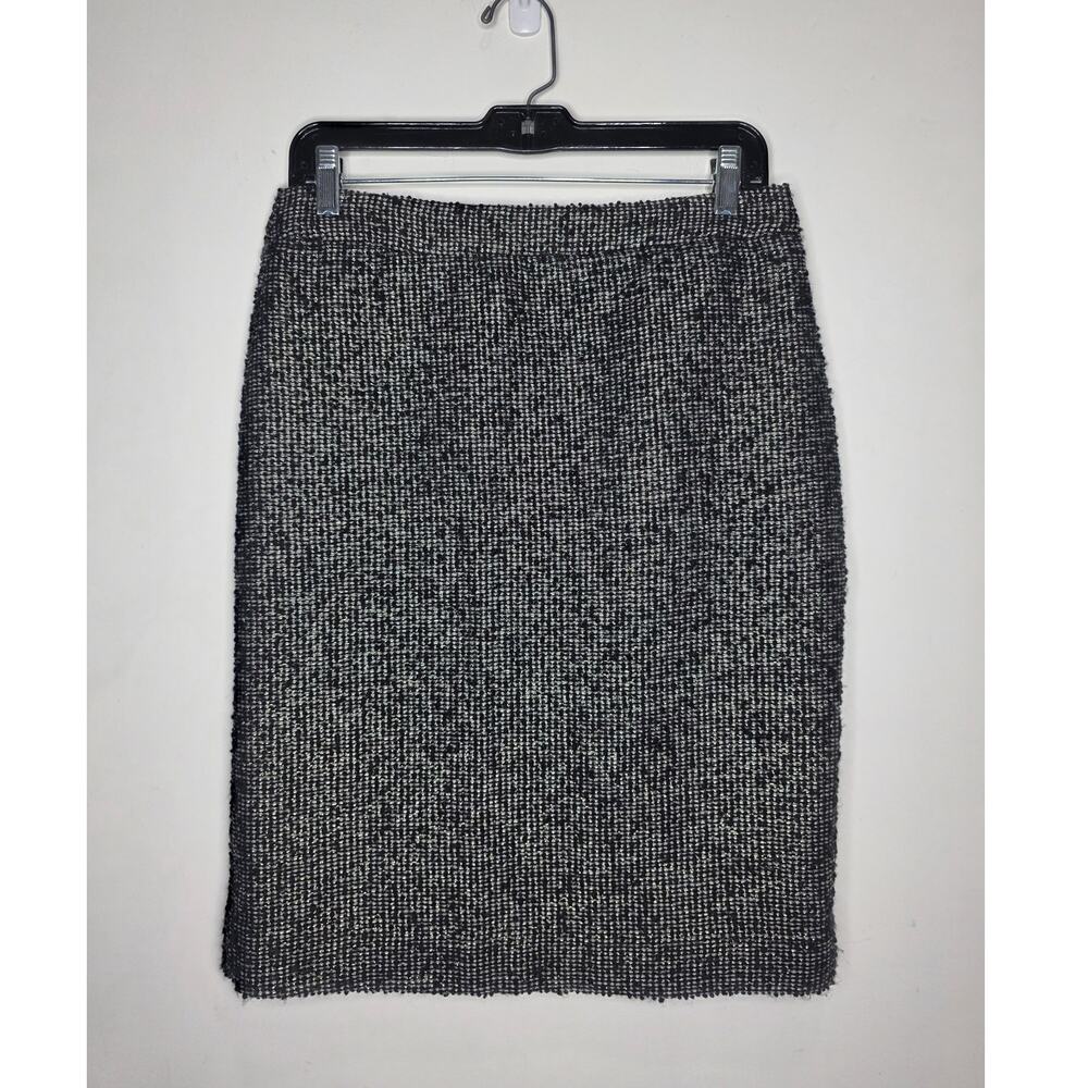 NWT J Crew black grey wool silk blend pencil skirt - 6 - career office siren
